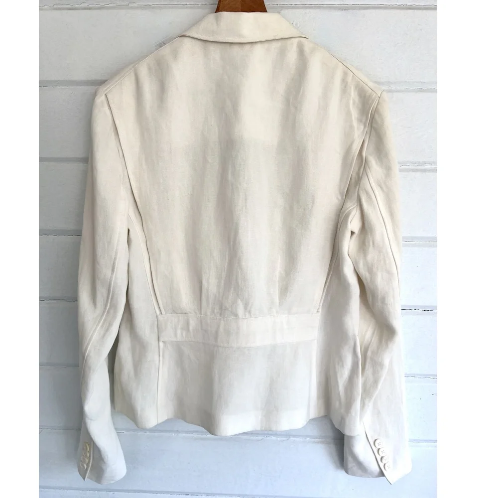 RALPH LAUREN BLUE LABEL Ivory Linen Single Button Blazer - Made In Italy - 12 - Picture 4 of 13